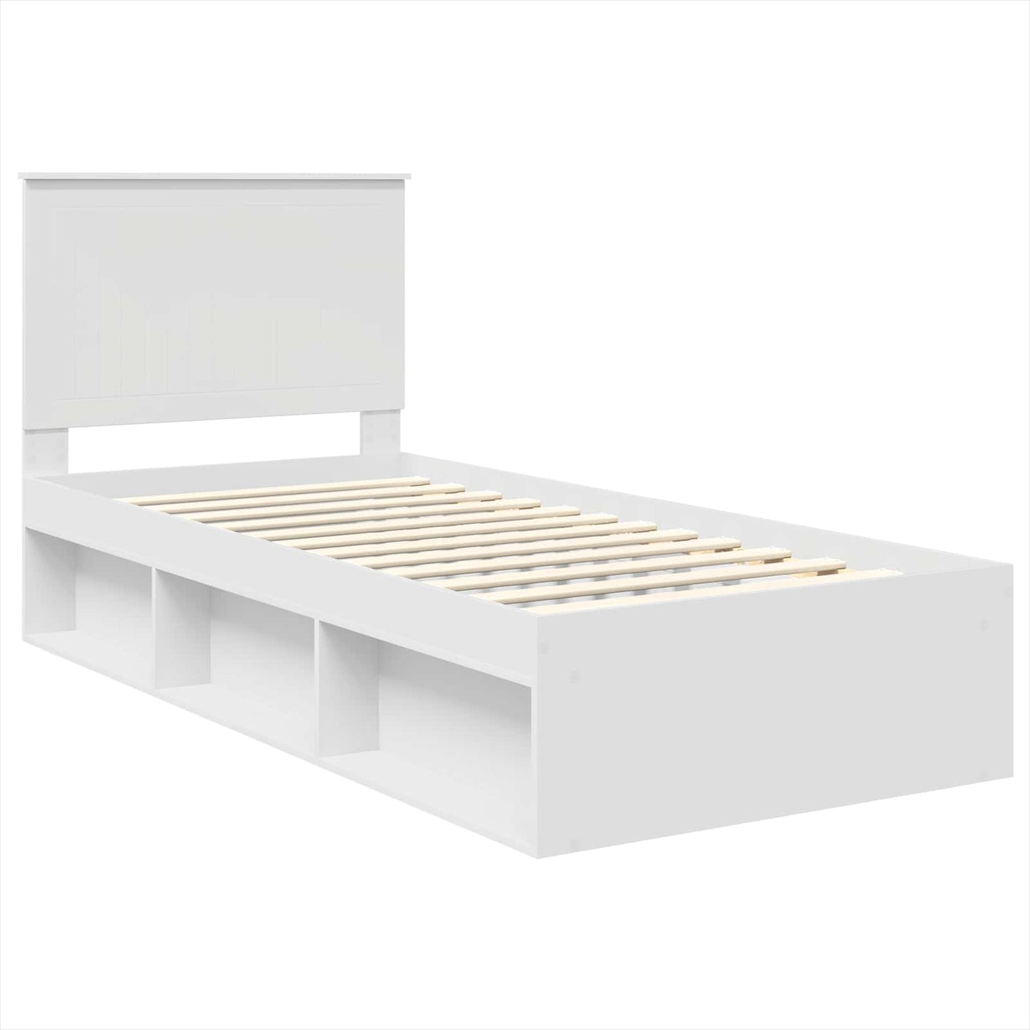 Bed Frame with Headboard White 90 x 200 cm Solid Pine Wood