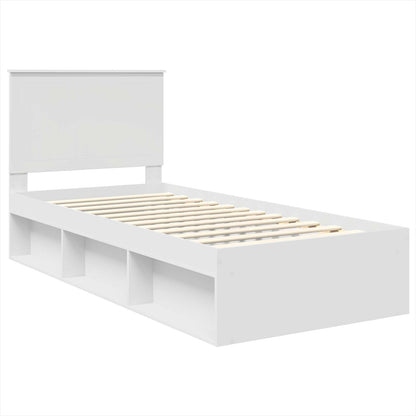 Bed Frame with Headboard White 90 x 200 cm Solid Pine Wood
