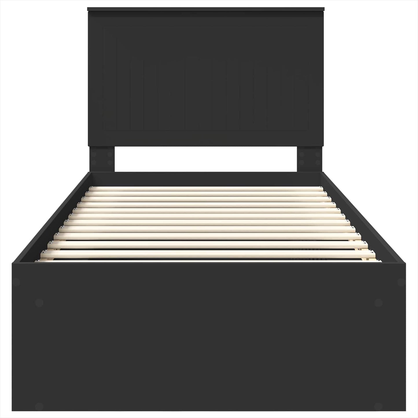 Bed Frame with Headboard Black 90 x 200 cm Solid Pine Wood