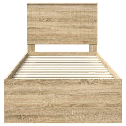 Bed Frame with Headboard Sonoma Oak 90 x 190 cm Solid Pine Wood
