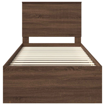 Bed Frame with Headboard Brown Oak 90 x 200 cm Solid Pine Wood