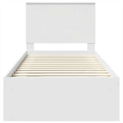 Bed Frame with Headboard White 90 x 190 cm Solid Pine Wood