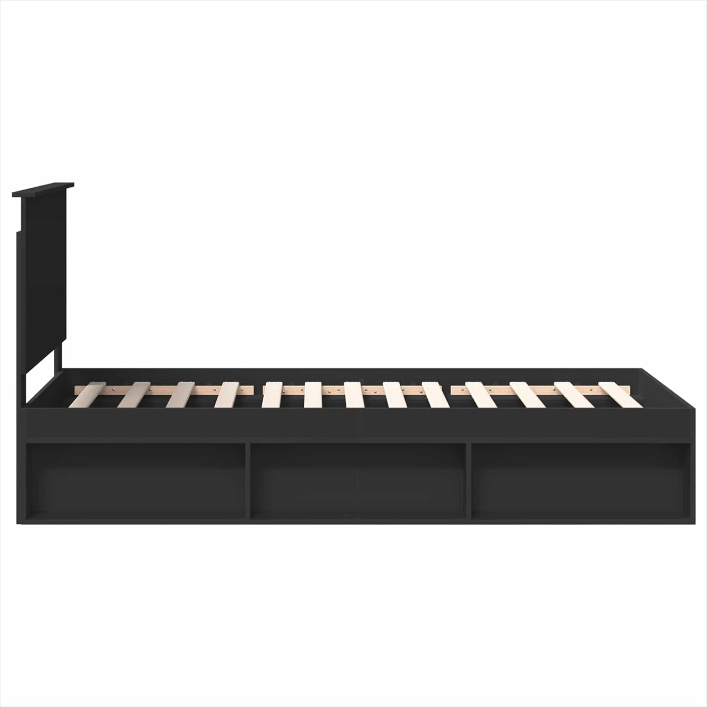 Bed Frame with Headboard Black 90 x 190 cm Solid Pine Wood