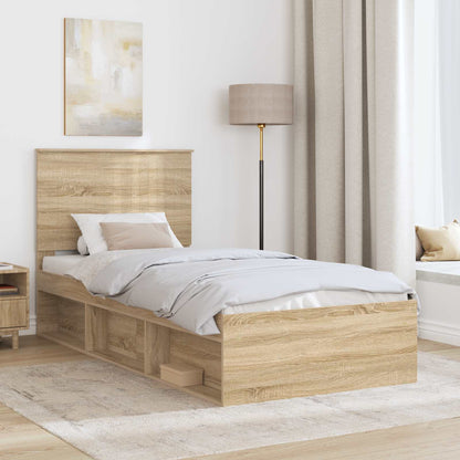 Bed Frame with Headboard Sonoma 90 x 190 cm Solid Pine Wood