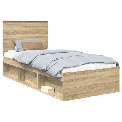 Bed Frame with Headboard Sonoma 90 x 190 cm Solid Pine Wood