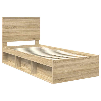 Bed Frame with Headboard Sonoma 90 x 190 cm Solid Pine Wood