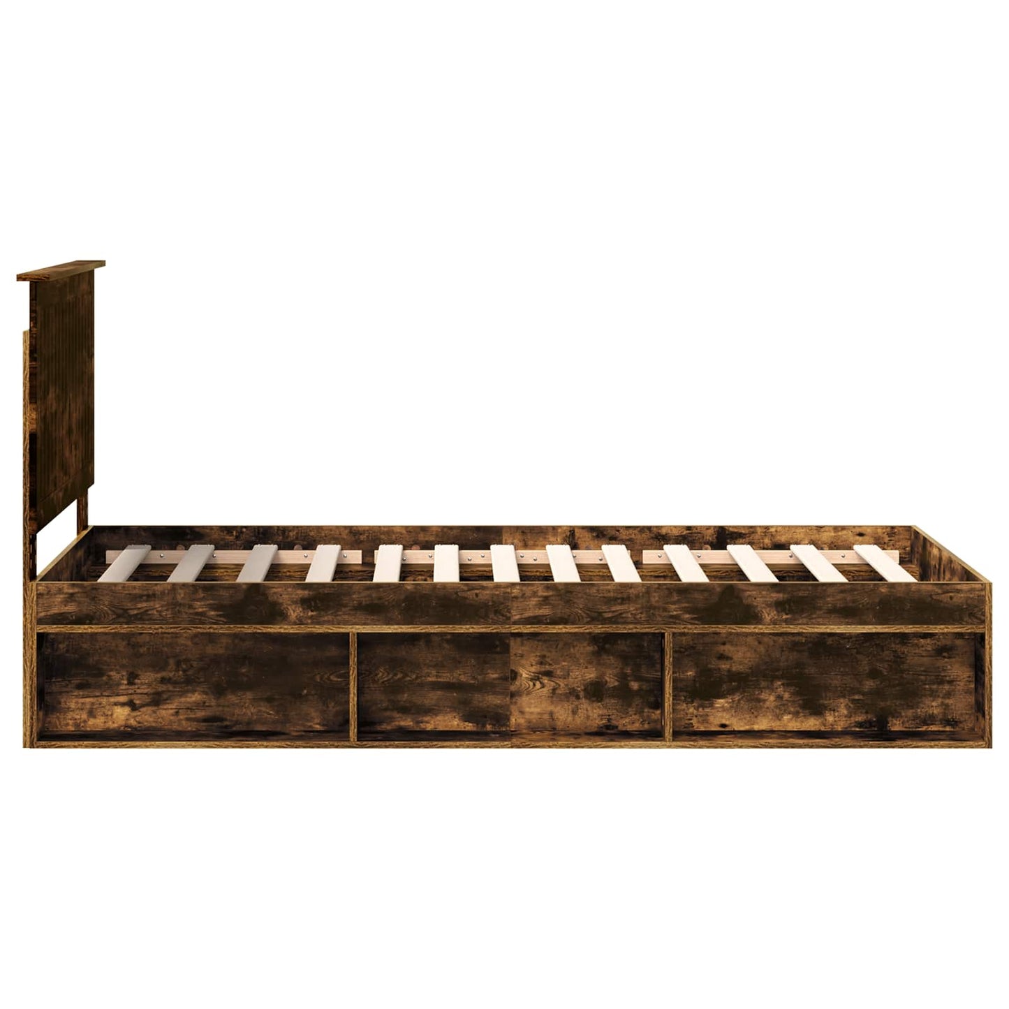 Bed Frame with Headboard Smoked Oak 90 x 190 cm Solid Pine Wood