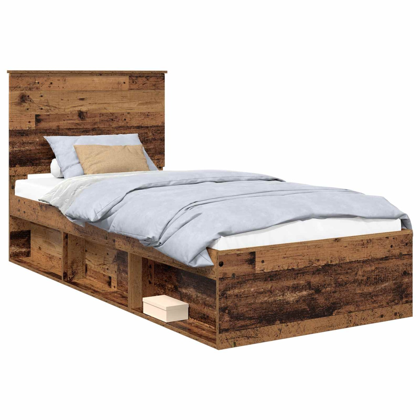 Bed Frame with Headboard Old Wood 90 x 190 cm Solid Pine Wood