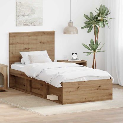 Bed Frame Artisian Oak 90 x 190 cm Solid Pine Wood
