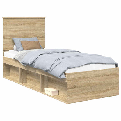 Bed Frame with Headboard Sonoma Oak 75 x 190 cm Solid Pine Wood