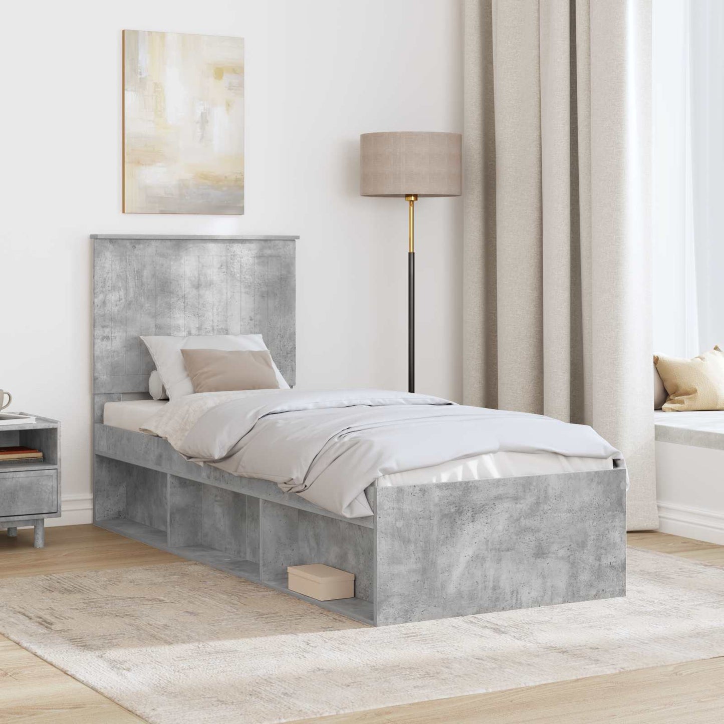 Bed Frame Concerte Grey 75 x 190 cm Solid Pine Wood