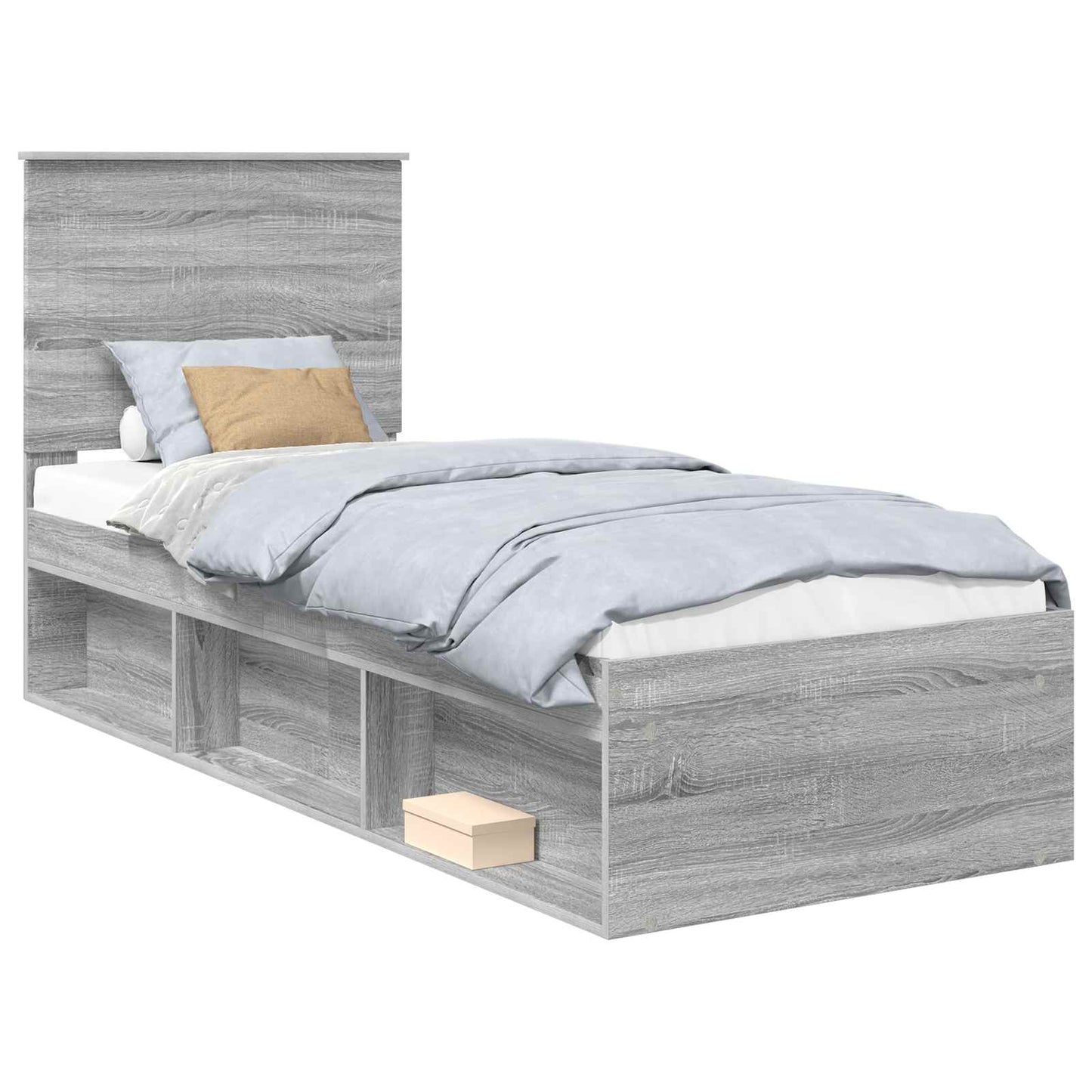 Bed Frame Grey Sonoma 75 x 190 cm Solid Pine Wood