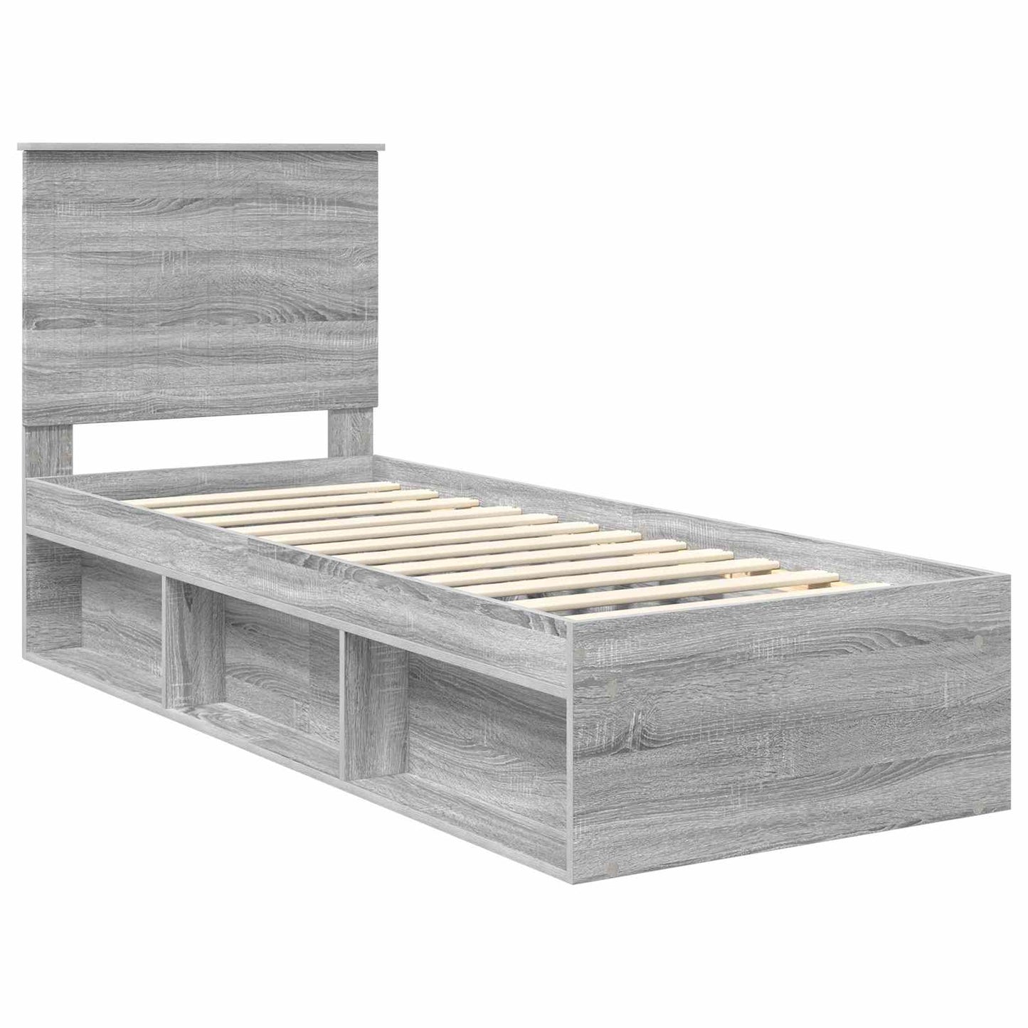 Bed Frame Grey Sonoma 75 x 190 cm Solid Pine Wood