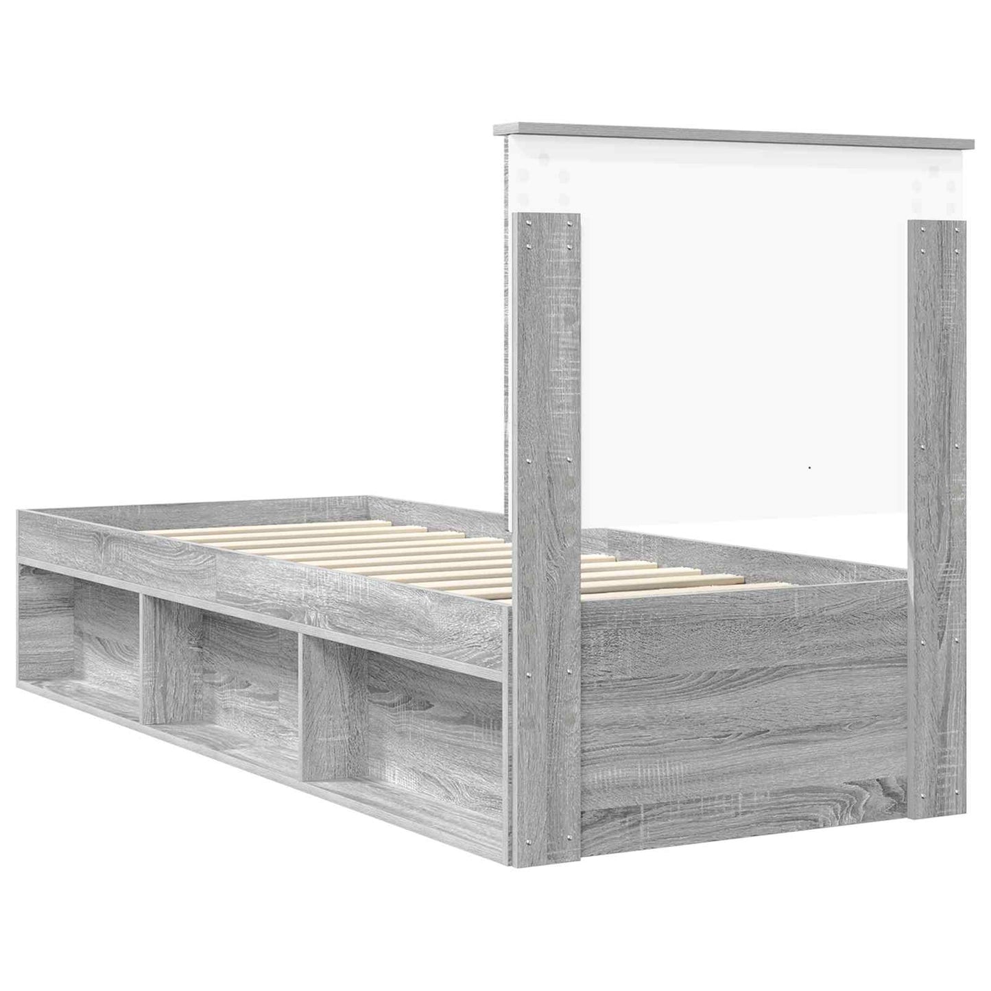 Bed Frame Grey Sonoma 75 x 190 cm Solid Pine Wood