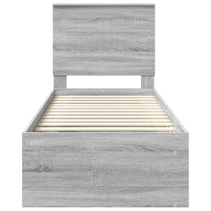 Bed Frame Grey Sonoma 75 x 190 cm Solid Pine Wood