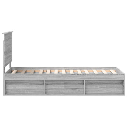 Bed Frame Grey Sonoma 75 x 190 cm Solid Pine Wood