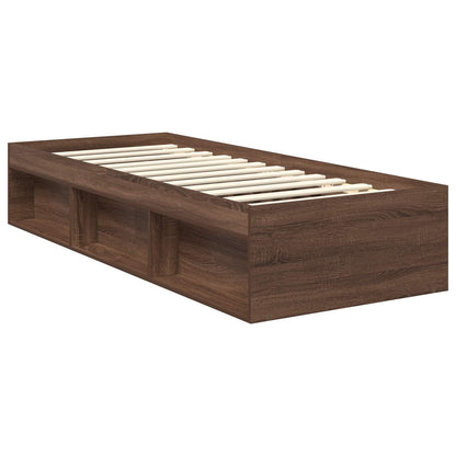Bed Frame with Headboard Brown Oak 75 x 190 cm Solid Pine Wood