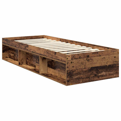 Bed Frame with Headboard Old Wood 75 x 190 cm Solid Pine Wood