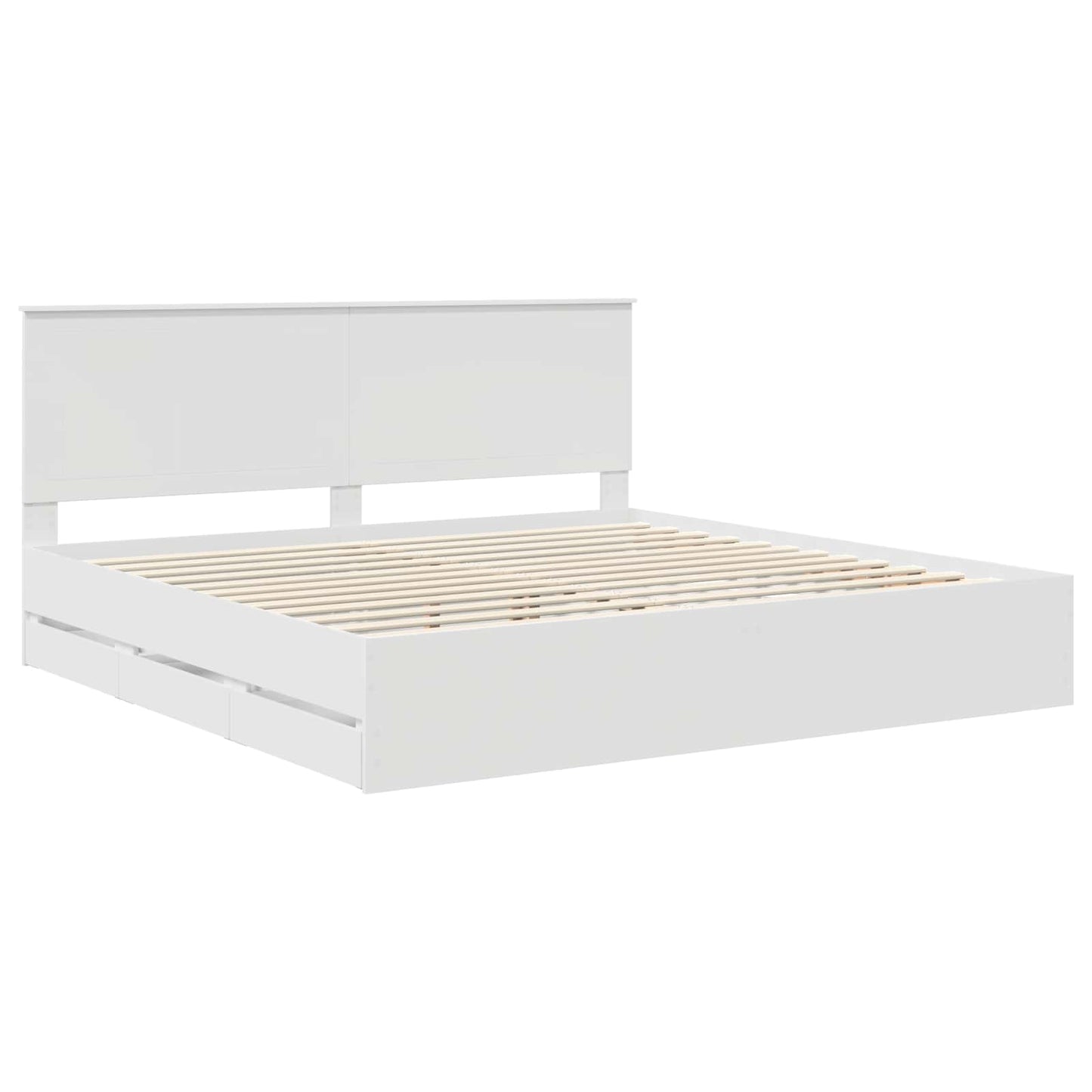 Bed Frame with Drawer White 200 x 200 cm Engineer Wood