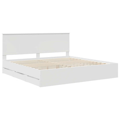 Bed Frame with Drawer White 200 x 200 cm Engineer Wood