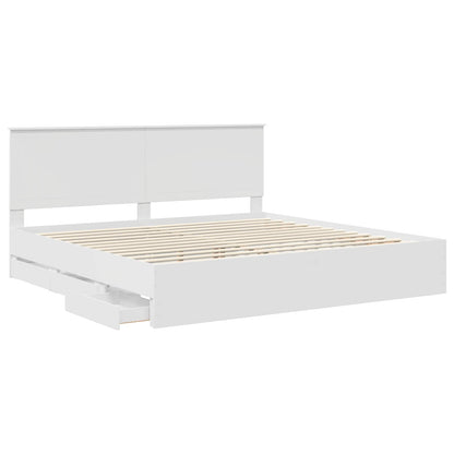 Bed Frame with Drawer White 200 x 200 cm Engineer Wood