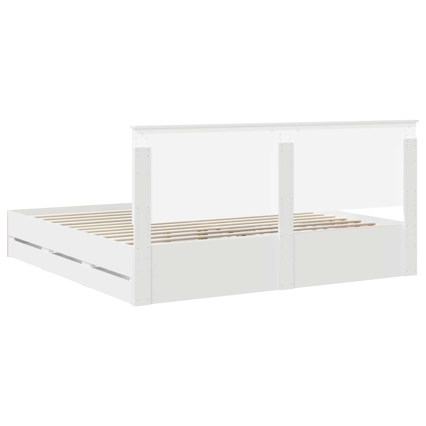 Bed Frame with Drawer White 200 x 200 cm Engineer Wood
