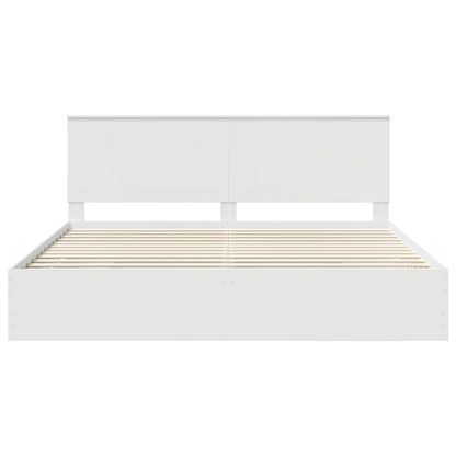 Bed Frame with Drawer White 200 x 200 cm Engineer Wood