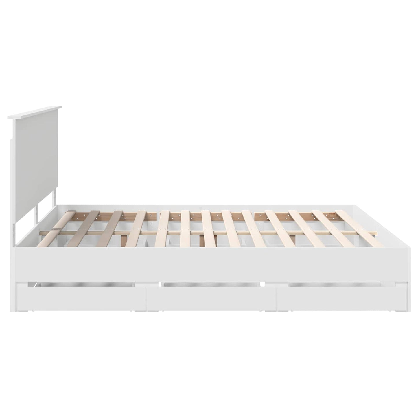Bed Frame with Drawer White 200 x 200 cm Engineer Wood