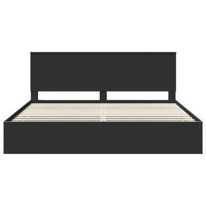 Bed Frame with Drawer Black 200 x 200 cm Engineer Wood