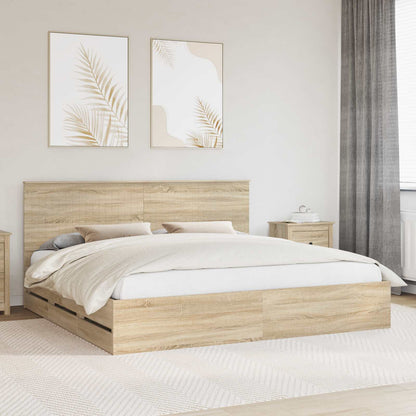 Bed Frame with Drawer Sonoma Oak 200 x 200 cm Engineer Wood