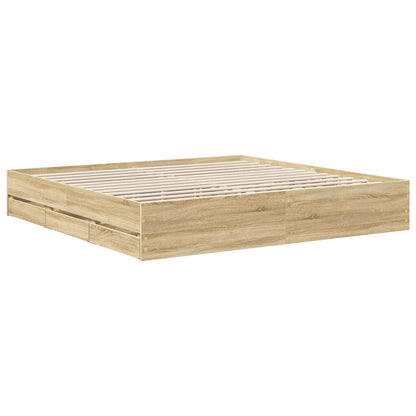 Bed Frame with Drawer Sonoma Oak 200 x 200 cm Engineer Wood