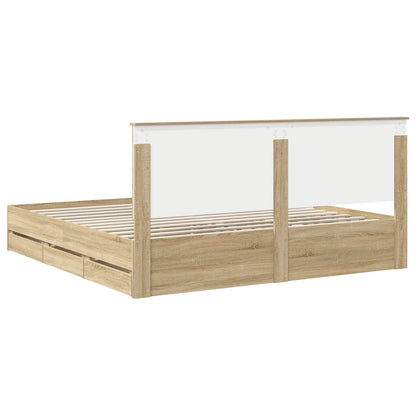 Bed Frame with Drawer Sonoma Oak 200 x 200 cm Engineer Wood