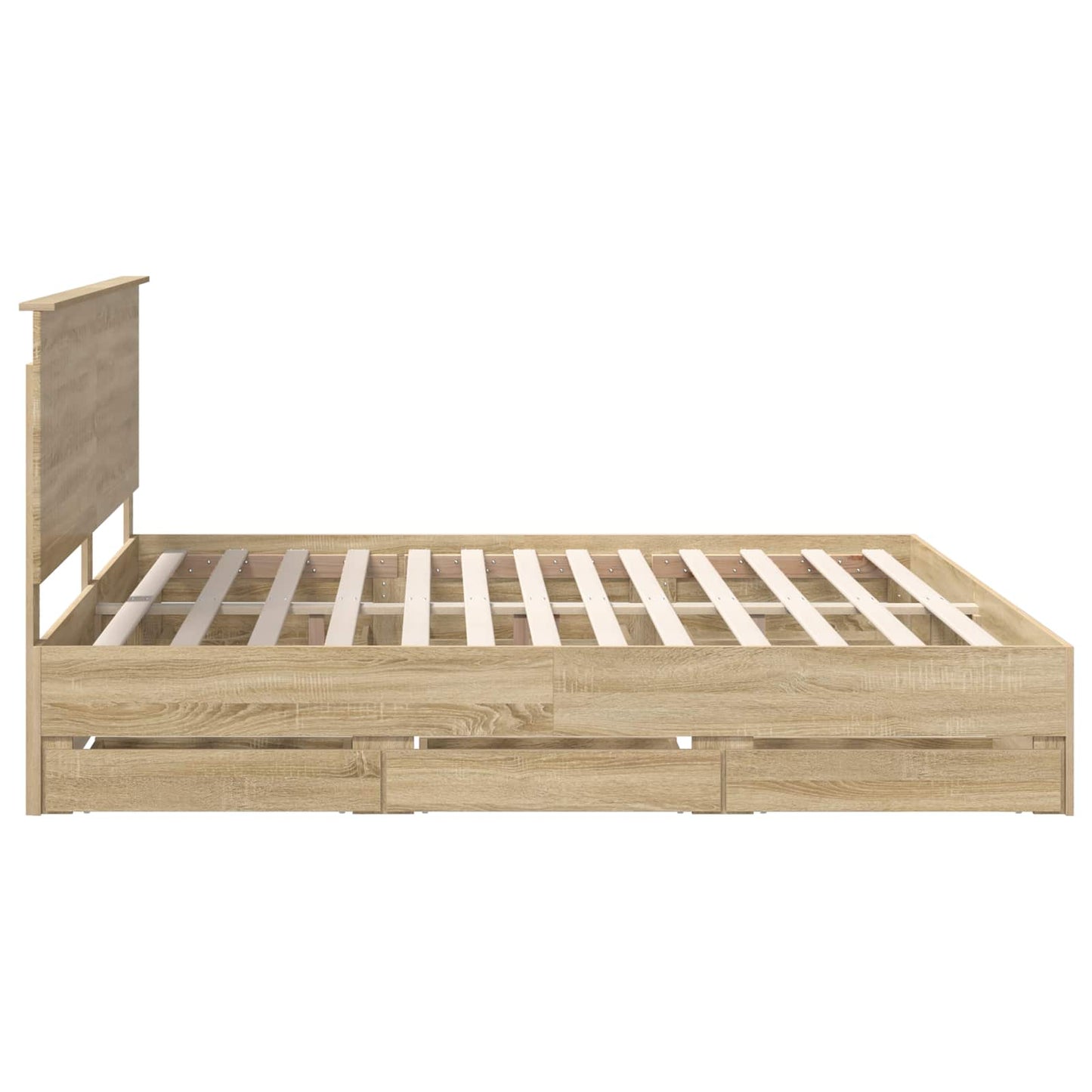 Bed Frame with Drawer Sonoma Oak 200 x 200 cm Engineer Wood