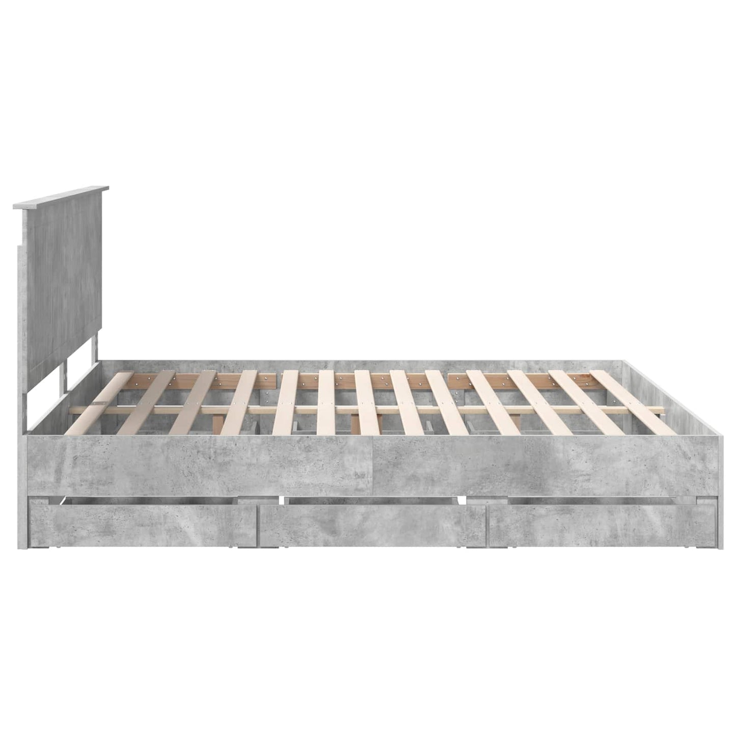 Bed Frame with Drawer Concrete Grey 200 x 200 cm Engineer Wood