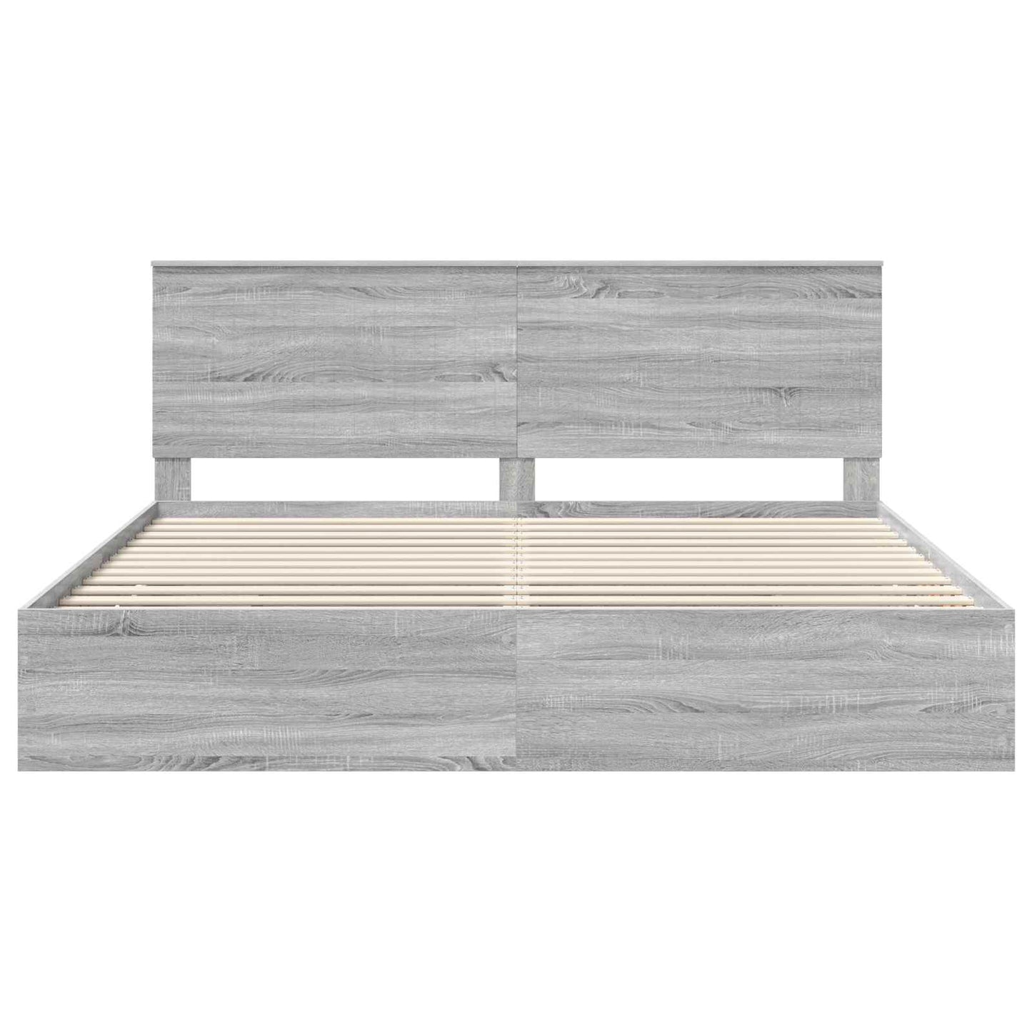 Bed Frame with Drawer Grey Sonoma 200 x 200 cm Engineer Wood
