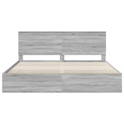 Bed Frame with Drawer Grey Sonoma 200 x 200 cm Engineer Wood