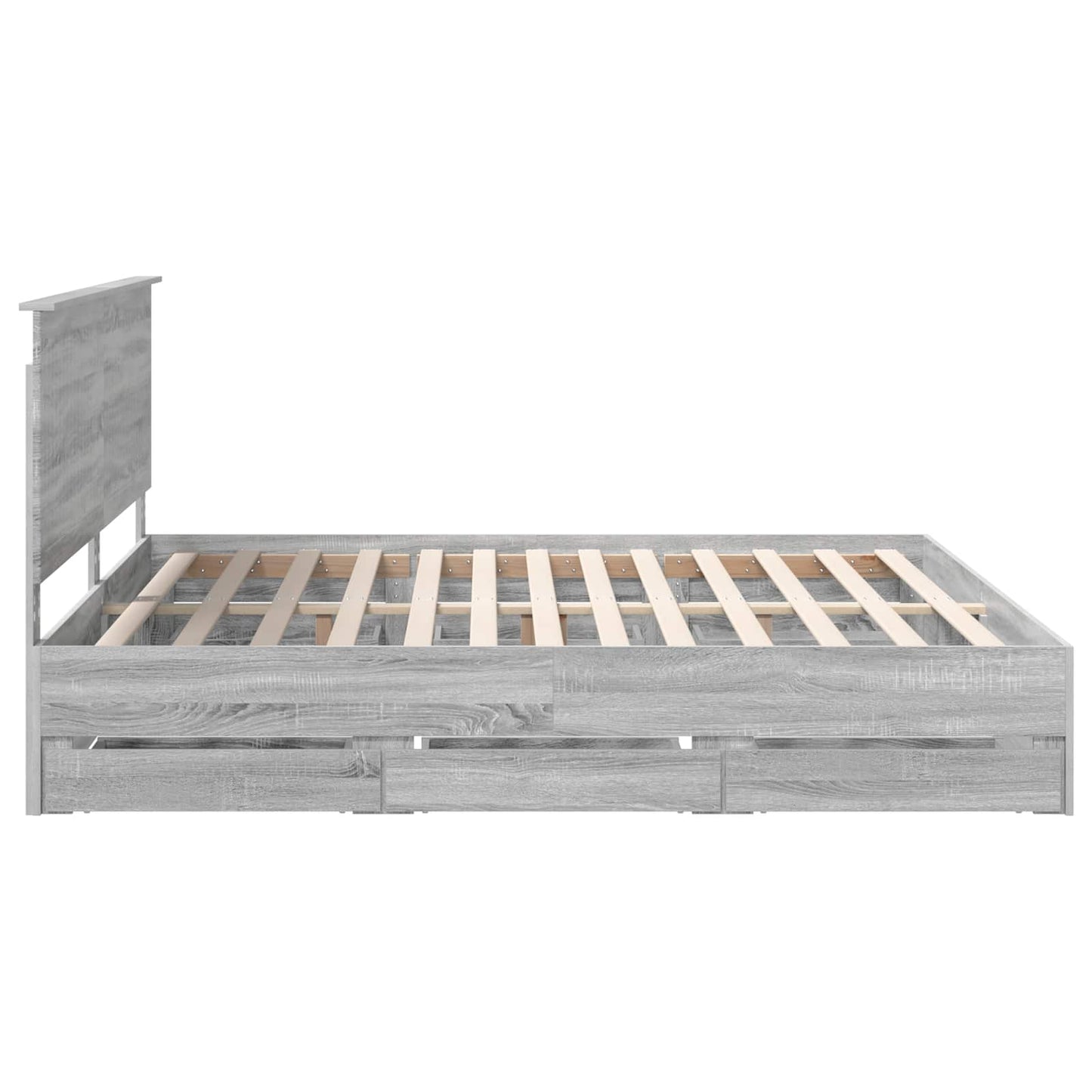 Bed Frame with Drawer Grey Sonoma 200 x 200 cm Engineer Wood