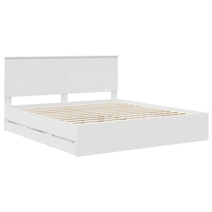 Bed Frame with Drawer White 180 x 200 cm Engineer Wood