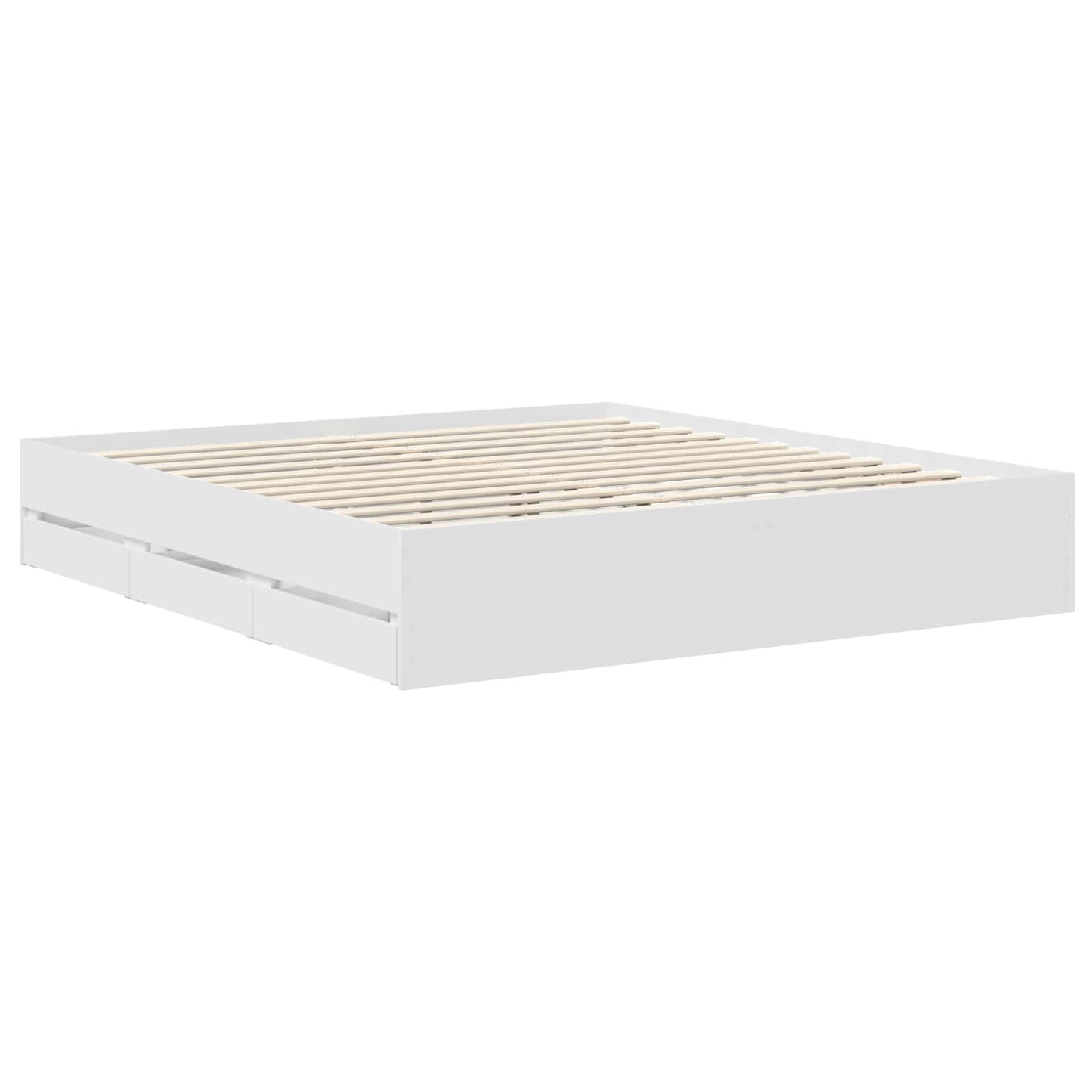 Bed Frame with Drawer White 180 x 200 cm Engineer Wood