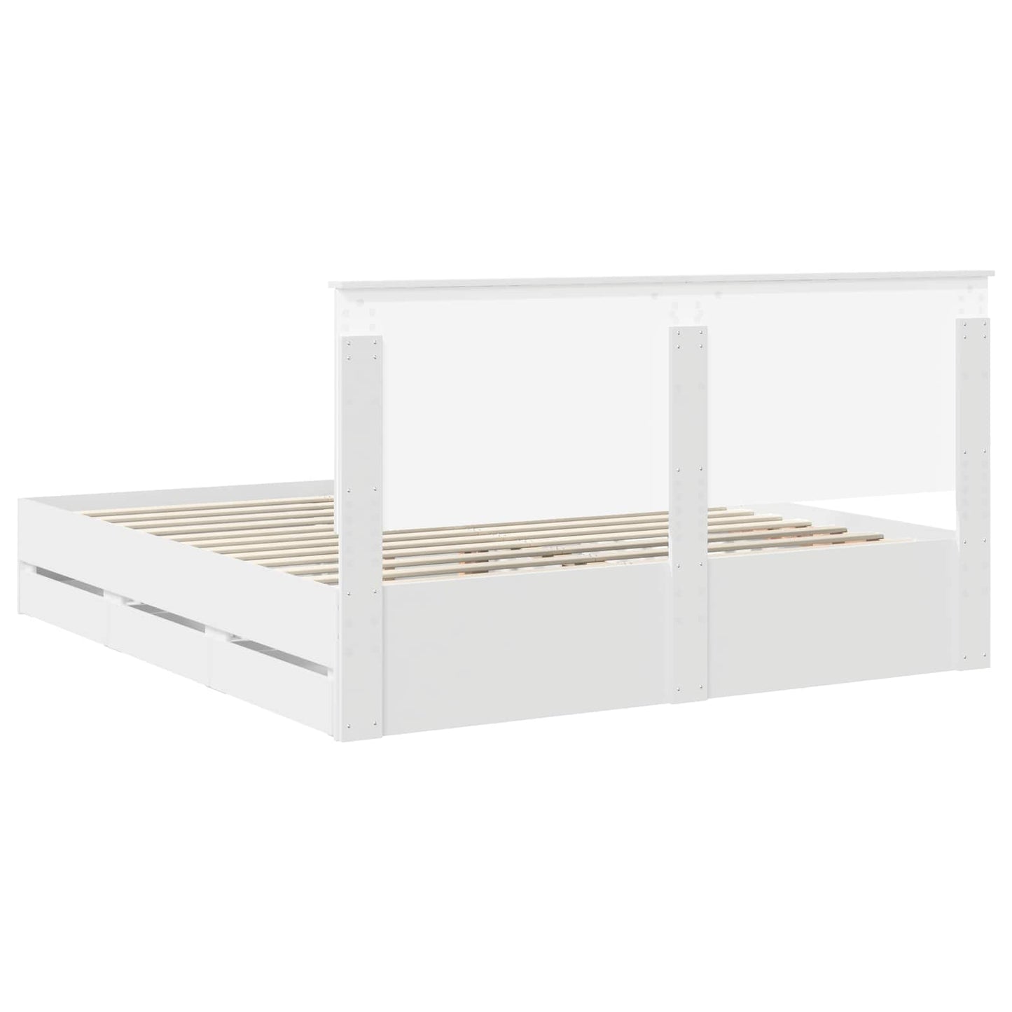 Bed Frame with Drawer White 180 x 200 cm Engineer Wood