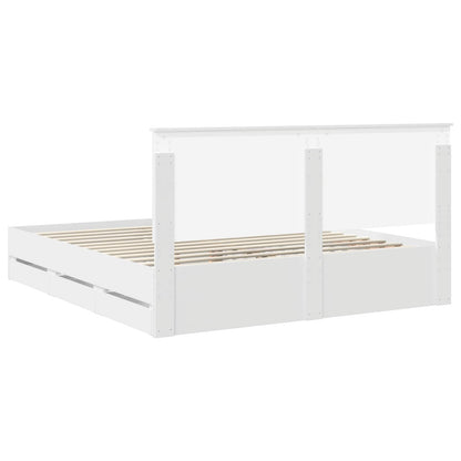 Bed Frame with Drawer White 180 x 200 cm Engineer Wood