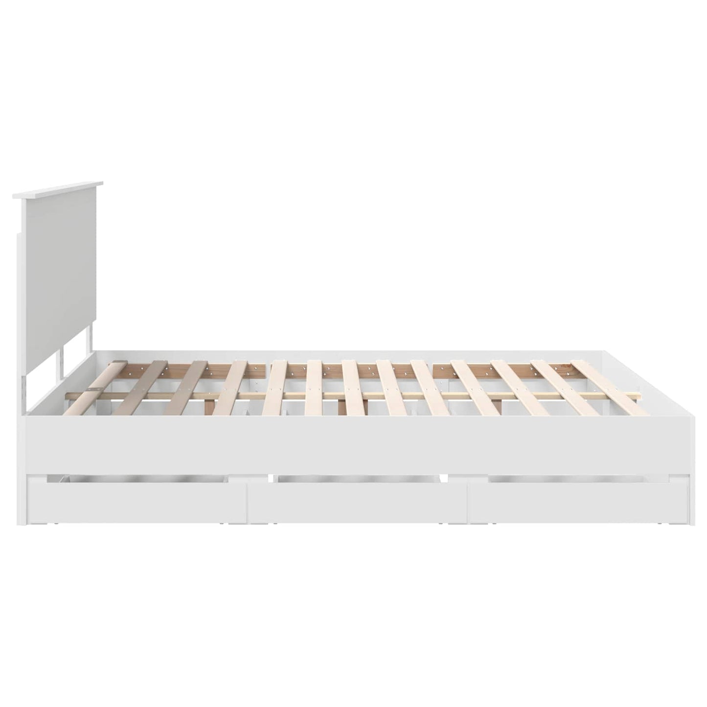 Bed Frame with Drawer White 180 x 200 cm Engineer Wood