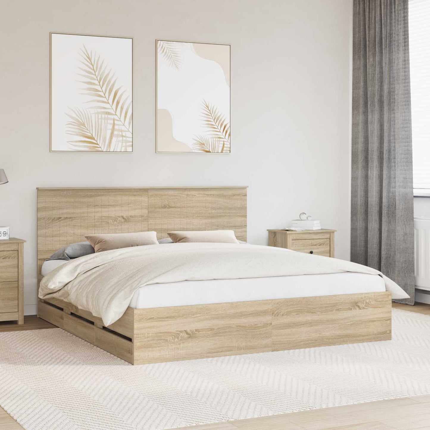 Bed Frame with Drawer Sonoma Oak 180 x 200 cm Engineer Wood
