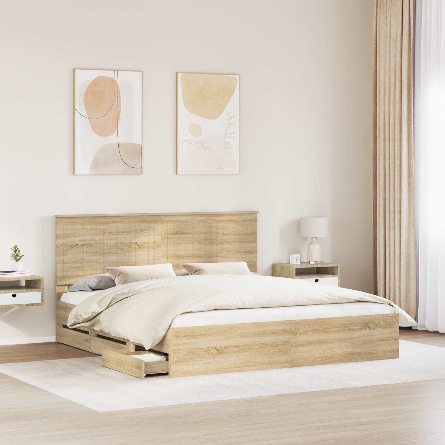 Bed Frame with Drawer Sonoma Oak 180 x 200 cm Engineer Wood