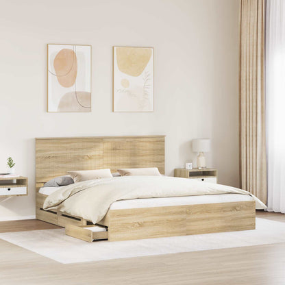 Bed Frame with Drawer Sonoma Oak 180 x 200 cm Engineer Wood