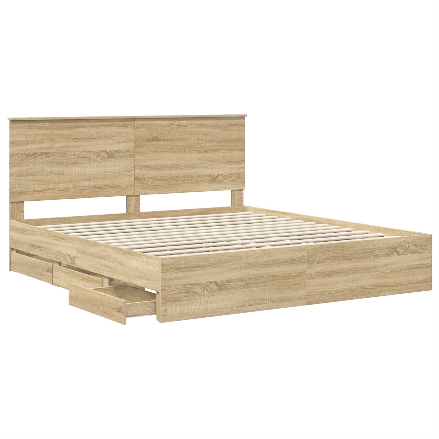 Bed Frame with Drawer Sonoma Oak 180 x 200 cm Engineer Wood