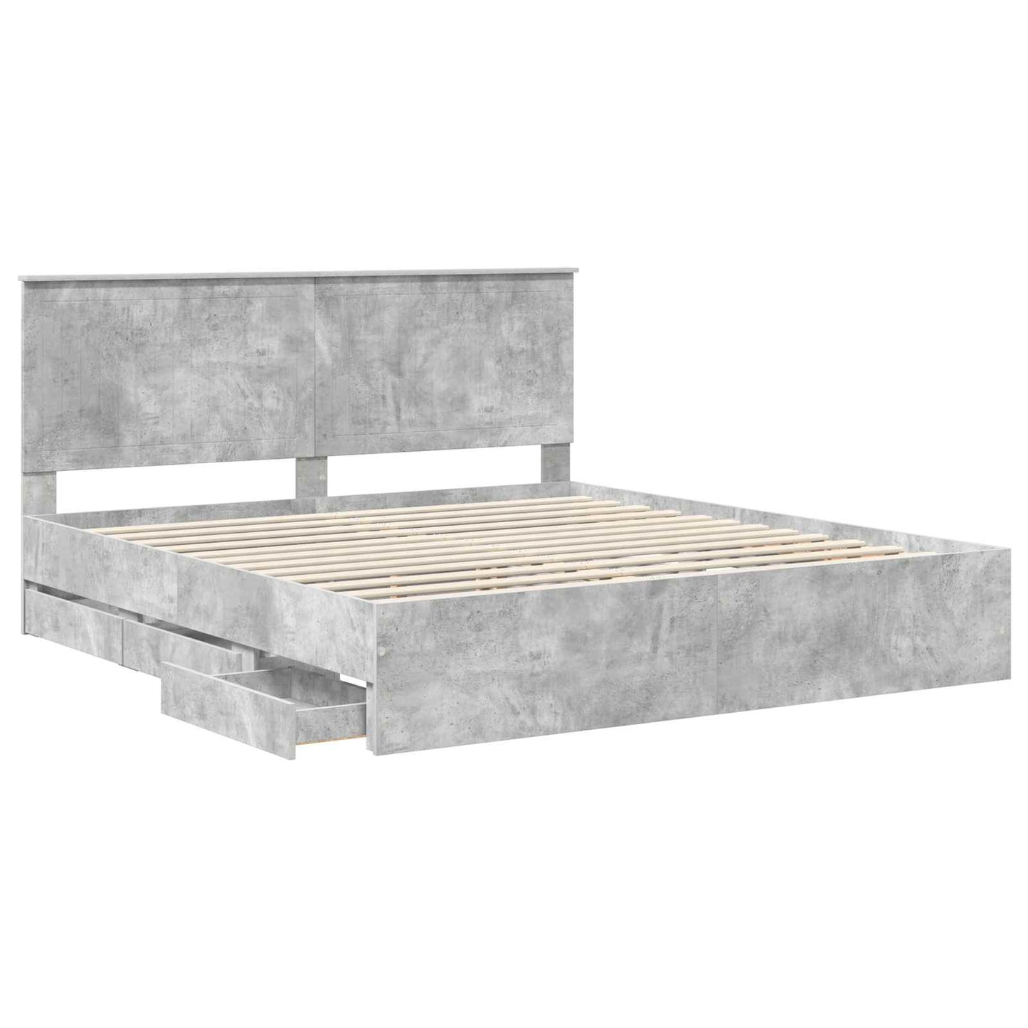 Bed Frame with Drawer Concrete Grey 180 x 200 cm Engineer Wood