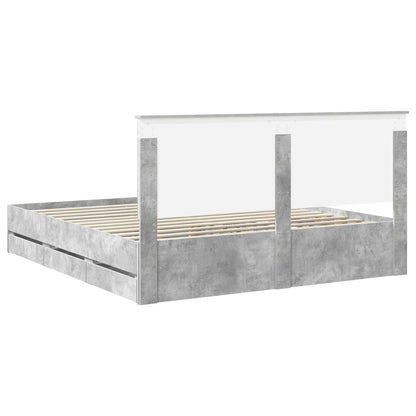 Bed Frame with Drawer Concrete Grey 180 x 200 cm Engineer Wood