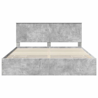 Bed Frame with Drawer Concrete Grey 180 x 200 cm Engineer Wood