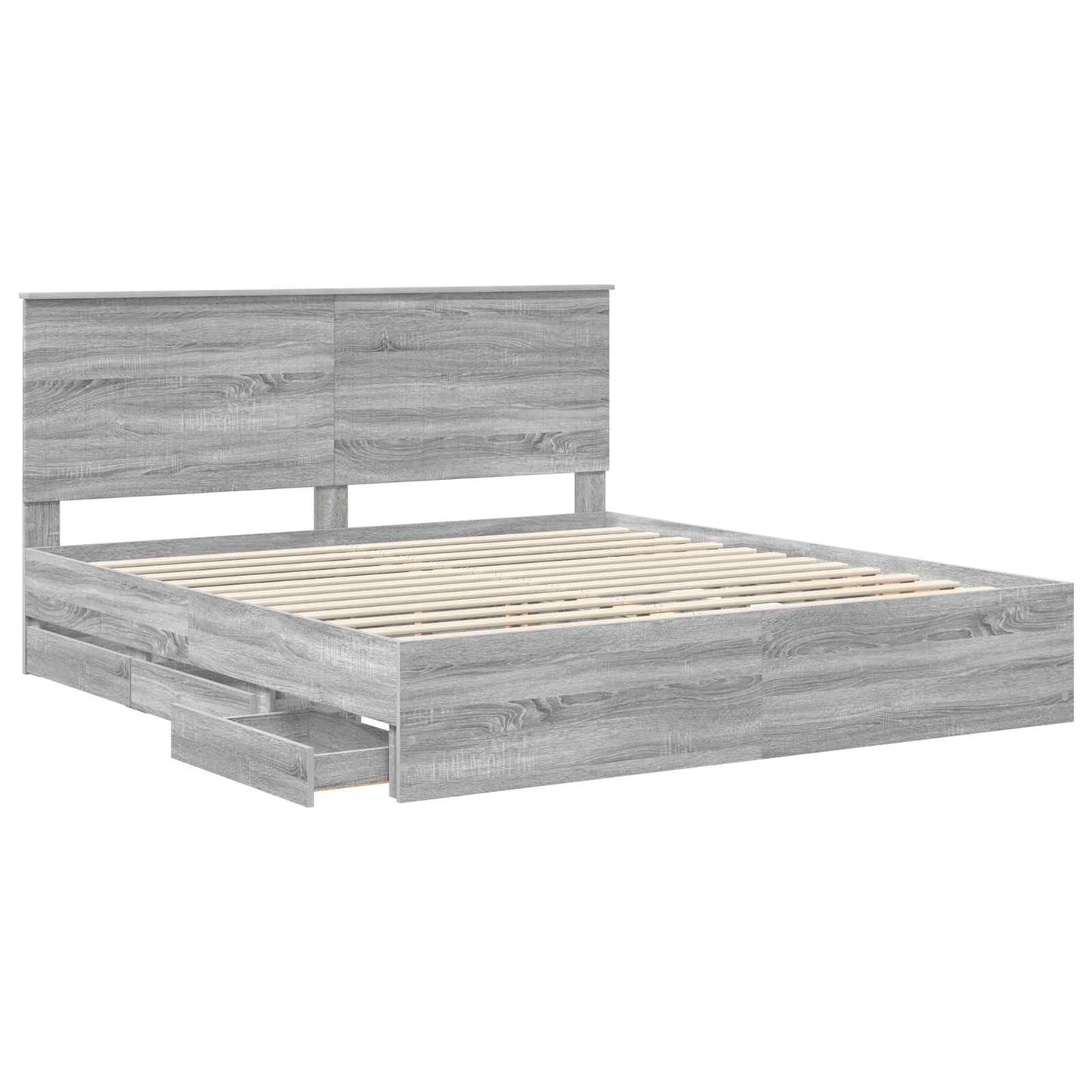 Bed Frame with Drawer Grey Sonoma 180 x 200 cm Engineer Wood